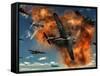 World War II Aerial Combat Between American P-51 Mustang and German Focke-Wulf 190 Fighter Planes-Stocktrek Images-Framed Stretched Canvas