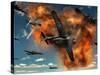 World War II Aerial Combat Between American P-51 Mustang and German Focke-Wulf 190 Fighter Planes-Stocktrek Images-Stretched Canvas