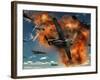 World War II Aerial Combat Between American P-51 Mustang and German Focke-Wulf 190 Fighter Planes-Stocktrek Images-Framed Photographic Print