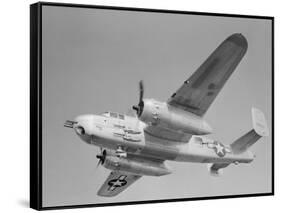 World War II B-25 Aircraft Training in Sky-null-Framed Stretched Canvas