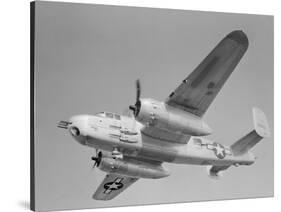 World War II B-25 Aircraft Training in Sky-null-Stretched Canvas