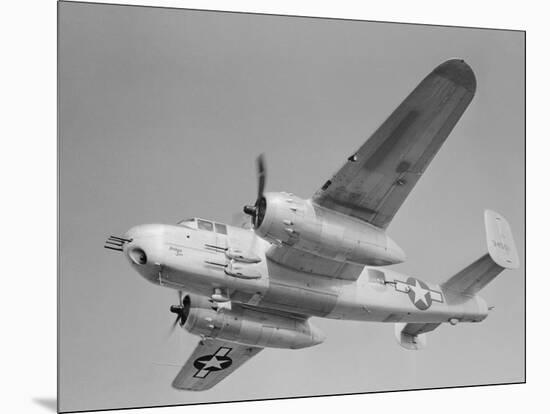 World War II B-25 Aircraft Training in Sky-null-Mounted Photographic Print