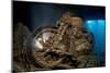 World War II Bsa M20 Motorbike in the Hold of Thistlegorm Wreck. Sha'Ab Ali, Sinai, Egypt. Red Sea-Alex Mustard-Mounted Photographic Print