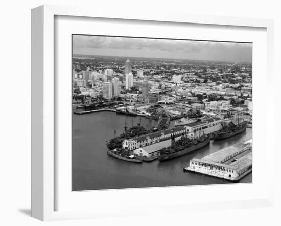 World War Ii-Era Warships Docked at the Port of Miami, C.1948-null-Framed Photographic Print