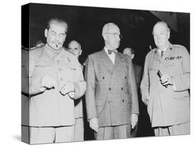 World War II Photo of Joseph Stalin, Harry Truman and Winston Churchill-null-Stretched Canvas