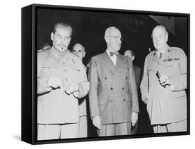 World War II Photo of Joseph Stalin, Harry Truman and Winston Churchill-null-Framed Stretched Canvas