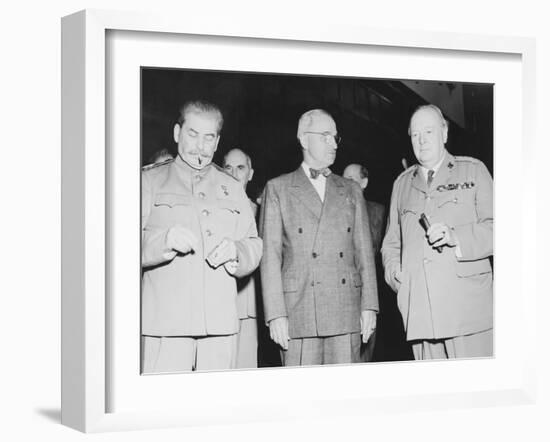 World War II Photo of Joseph Stalin, Harry Truman and Winston Churchill-null-Framed Photographic Print