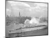 World War II Photo of RMS Queen Mary Arriving in New York Harbor-null-Mounted Art Print