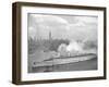 World War II Photo of RMS Queen Mary Arriving in New York Harbor-null-Framed Art Print
