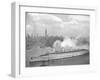 World War II Photo of RMS Queen Mary Arriving in New York Harbor-null-Framed Art Print