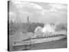 World War II Photo of RMS Queen Mary Arriving in New York Harbor-null-Stretched Canvas