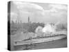 World War II Photo of RMS Queen Mary Arriving in New York Harbor-null-Stretched Canvas