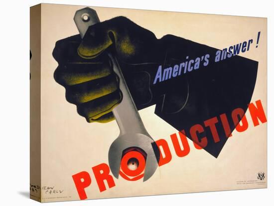 World War II Poster, 1941-Jean Carlu-Stretched Canvas