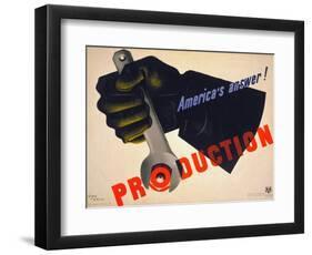 World War II Poster, 1941-Jean Carlu-Framed Premium Giclee Print