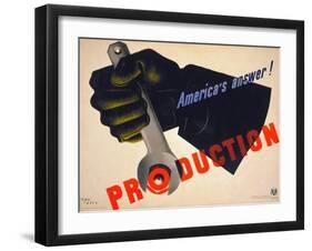 World War II Poster, 1941-Jean Carlu-Framed Giclee Print