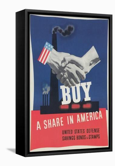 World War Ii Poster, Buy a Share in America-null-Framed Stretched Canvas
