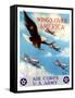 World War II Poster of a Bald Eagle Flying in the Sky with Fighter Planes-Stocktrek Images-Framed Stretched Canvas