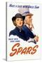 World War II Poster of a Female Coast Guard Cadet and Uncle Sam-null-Stretched Canvas