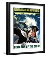 World War II Poster of a Navy Commander with Binoculars Aboard a Battleship-Stocktrek Images-Framed Premium Photographic Print