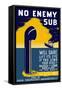 World War II Poster of a Periscope Rising from the Ocean As a Burning Ship Sinks-Stocktrek Images-Framed Stretched Canvas