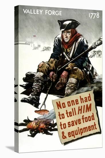 World War II Poster of a Revolutionary War Soldier Cooking over a Fire-null-Stretched Canvas