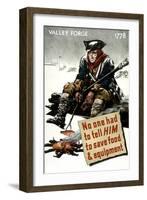 World War II Poster of a Revolutionary War Soldier Cooking over a Fire-null-Framed Art Print