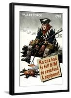 World War II Poster of a Revolutionary War Soldier Cooking over a Fire-null-Framed Art Print