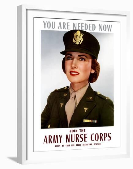 World War II Poster of a Smiling Female Officer of the U.S. Army Medical Corps-Stocktrek Images-Framed Premium Photographic Print