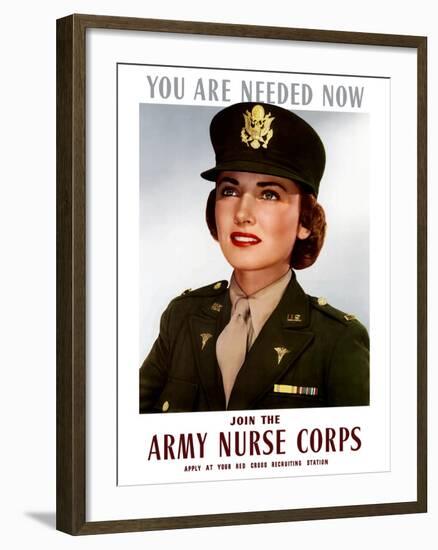 World War II Poster of a Smiling Female Officer of the U.S. Army Medical Corps-Stocktrek Images-Framed Premium Photographic Print