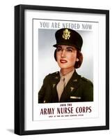 World War II Poster of a Smiling Female Officer of the U.S. Army Medical Corps-Stocktrek Images-Framed Photographic Print