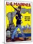 World War II Poster of a U.S. Marine Marching Along a Dock-Stocktrek Images-Mounted Photographic Print