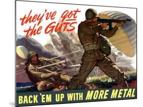 World War II Poster of Airborne Troops Parachuting Into Battle-Stocktrek Images-Mounted Photographic Print