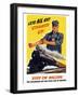 World War II Poster of An Engineer Rolling Up His Sleeves And a Locomotive in Motion-Stocktrek Images-Framed Photographic Print