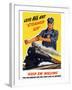 World War II Poster of An Engineer Rolling Up His Sleeves And a Locomotive in Motion-Stocktrek Images-Framed Photographic Print