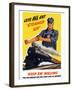 World War II Poster of An Engineer Rolling Up His Sleeves And a Locomotive in Motion-Stocktrek Images-Framed Photographic Print