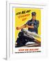 World War II Poster of An Engineer Rolling Up His Sleeves And a Locomotive in Motion-Stocktrek Images-Framed Photographic Print