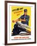 World War II Poster of An Engineer Rolling Up His Sleeves And a Locomotive in Motion-Stocktrek Images-Framed Photographic Print