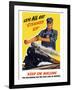 World War II Poster of An Engineer Rolling Up His Sleeves And a Locomotive in Motion-Stocktrek Images-Framed Photographic Print