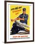 World War II Poster of An Engineer Rolling Up His Sleeves And a Locomotive in Motion-Stocktrek Images-Framed Photographic Print