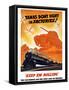 World War II Poster of Tanks Rolling Into Battle And a Locomotive in Motion-Stocktrek Images-Framed Stretched Canvas