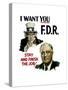 World War II Poster of Uncle Sam and President Franklin Roosevelt-null-Stretched Canvas