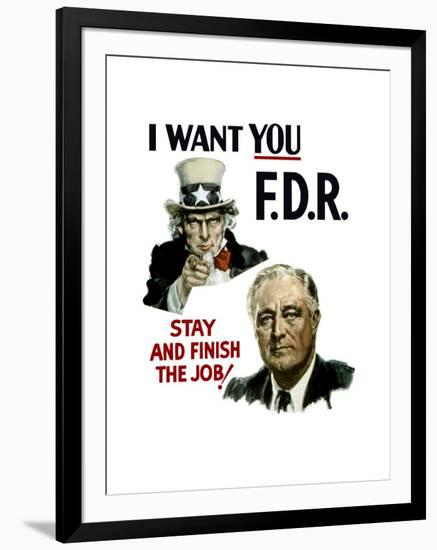 World War II Poster of Uncle Sam and President Franklin Roosevelt-null-Framed Art Print