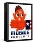 World War II Poster of Uncle Sam's Hand Covering the Mouth of a Cartoon Soldier-Stocktrek Images-Framed Stretched Canvas