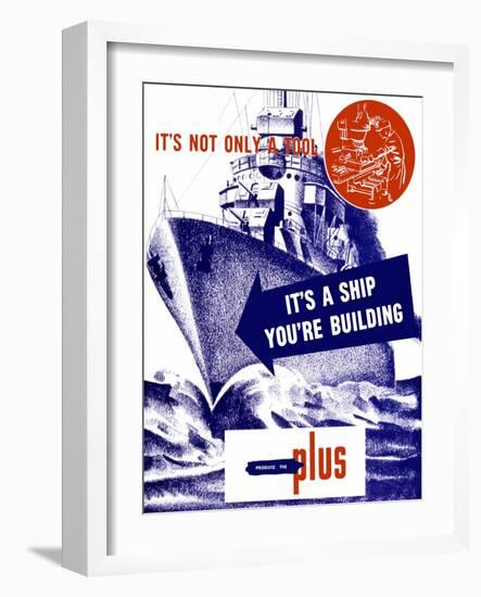 World War II Propaganda Poster Featuring a Battleship Out a Sea-null-Framed Art Print
