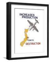 World War II Propaganda Poster Featuring a Bomber Flying over Japan-null-Framed Art Print