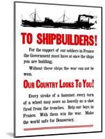 World War II Propaganda Poster Featuring a Ship Steaming Along-null-Mounted Art Print