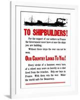 World War II Propaganda Poster Featuring a Ship Steaming Along-null-Framed Art Print