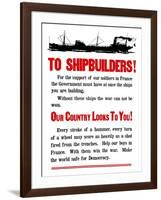 World War II Propaganda Poster Featuring a Ship Steaming Along-null-Framed Art Print