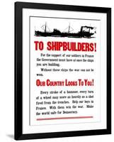 World War II Propaganda Poster Featuring a Ship Steaming Along-null-Framed Art Print