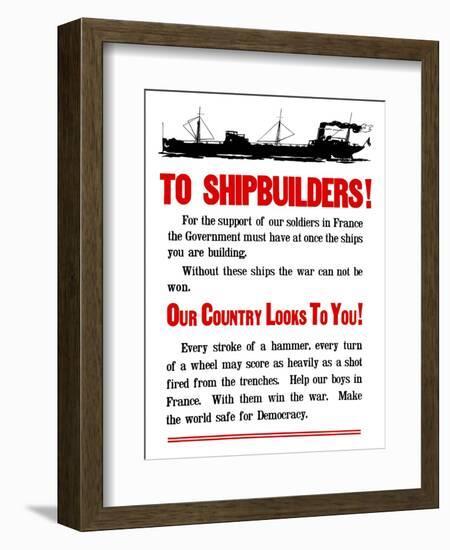 World War II Propaganda Poster Featuring a Ship Steaming Along-null-Framed Art Print